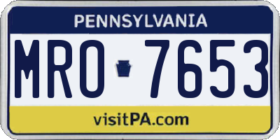 PA license plate MRO7653