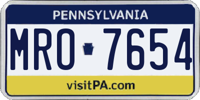 PA license plate MRO7654