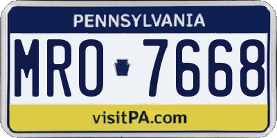 PA license plate MRO7668