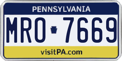 PA license plate MRO7669