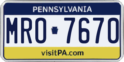 PA license plate MRO7670