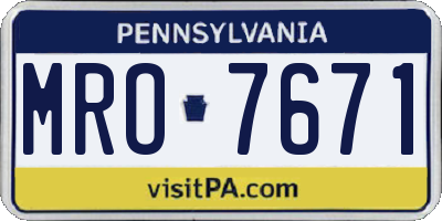 PA license plate MRO7671