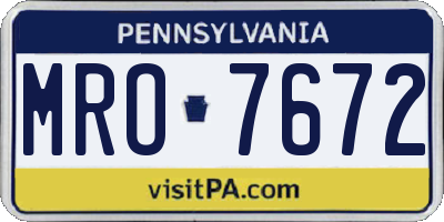 PA license plate MRO7672