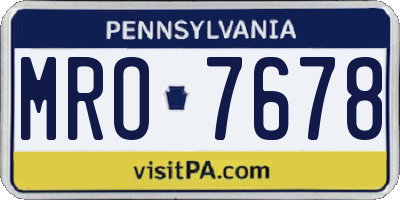 PA license plate MRO7678