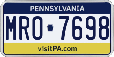 PA license plate MRO7698