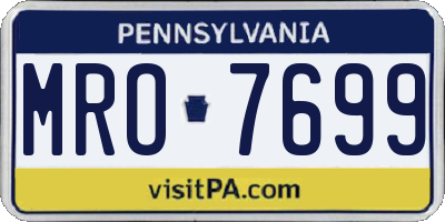 PA license plate MRO7699