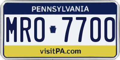 PA license plate MRO7700