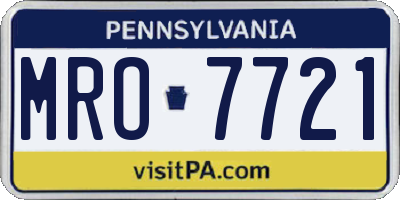 PA license plate MRO7721