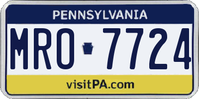 PA license plate MRO7724