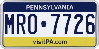 PA license plate MRO7726