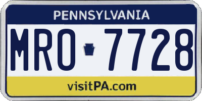 PA license plate MRO7728