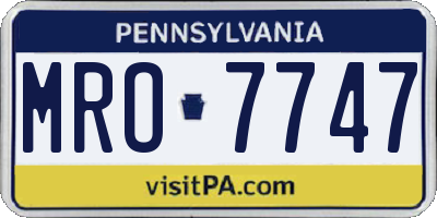 PA license plate MRO7747