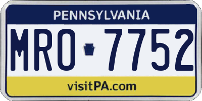 PA license plate MRO7752