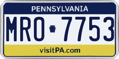 PA license plate MRO7753