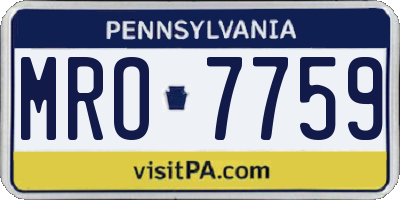 PA license plate MRO7759