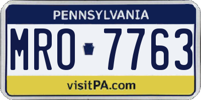 PA license plate MRO7763