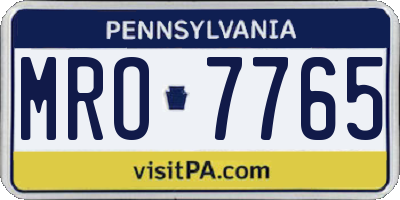PA license plate MRO7765