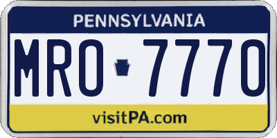 PA license plate MRO7770