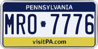 PA license plate MRO7776