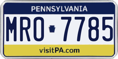 PA license plate MRO7785