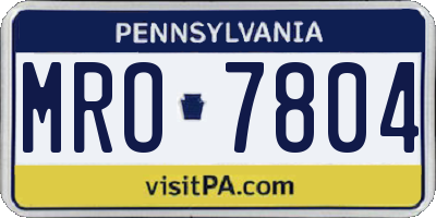PA license plate MRO7804