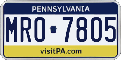 PA license plate MRO7805