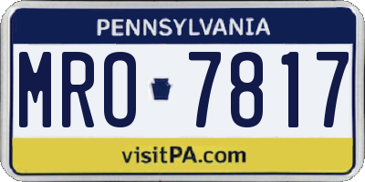 PA license plate MRO7817