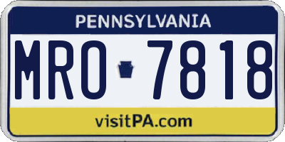 PA license plate MRO7818