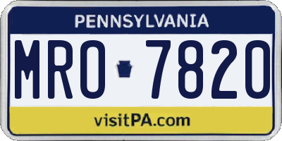 PA license plate MRO7820