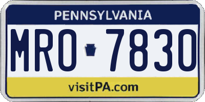 PA license plate MRO7830