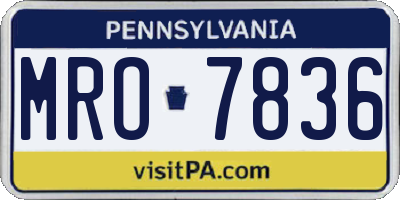 PA license plate MRO7836