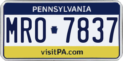 PA license plate MRO7837