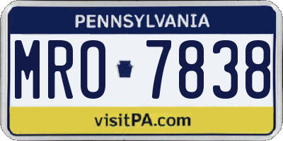 PA license plate MRO7838