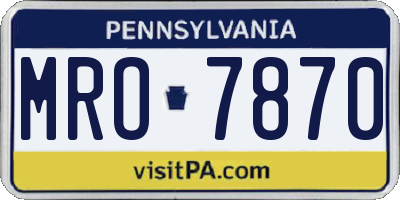 PA license plate MRO7870