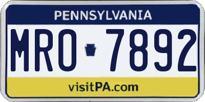 PA license plate MRO7892