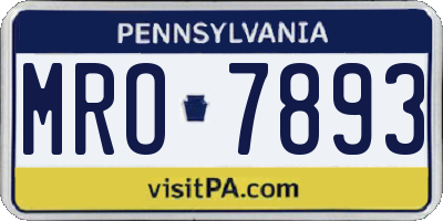 PA license plate MRO7893