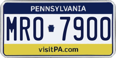 PA license plate MRO7900