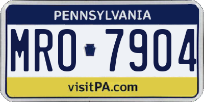 PA license plate MRO7904