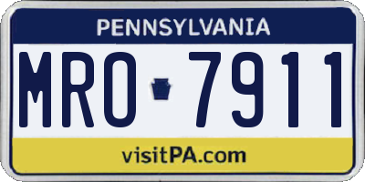 PA license plate MRO7911