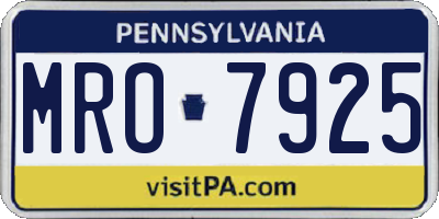 PA license plate MRO7925