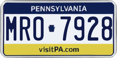 PA license plate MRO7928