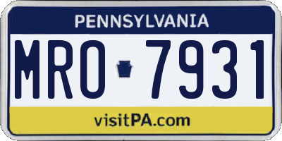 PA license plate MRO7931