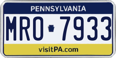 PA license plate MRO7933