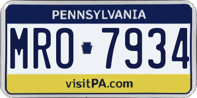 PA license plate MRO7934