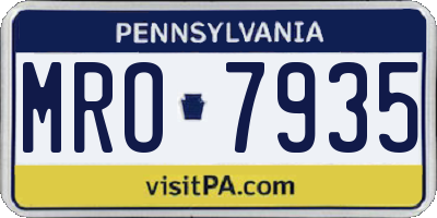 PA license plate MRO7935