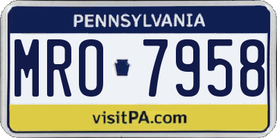 PA license plate MRO7958