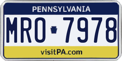 PA license plate MRO7978