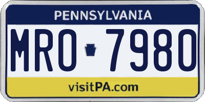 PA license plate MRO7980