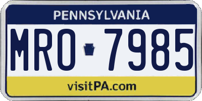 PA license plate MRO7985
