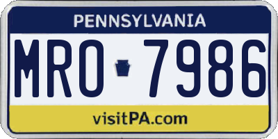 PA license plate MRO7986